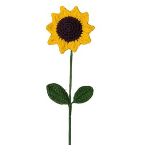 artificial crochet red rose single flower bouquet/forever flowers/valentine day romantic gift for girls/boys/girlfriend/boyfriend/husbund/wife home decor gift ideas (sunflower 1)