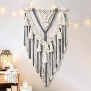 home wall hanging decor tapestries | handmade bohemian decor art for bedroom, living room, office | unique gifting item (grey)