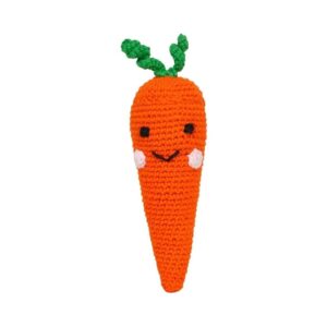 carrot crochet toy for babies | knitted crochet fruit doll for boys & girls | ideal for birthday & return gift for 6+ months