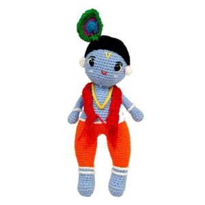 lord krishna crochet soft doll for babies blue | handmade crochet soft toy for kids girls | ideal for birthday & return gift for 6+ months
