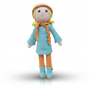 happy threads handmade crochet doll grace | amigurumi toys for girls & boys | soft doll for kids | ideal crochet soft toys for gifting & nursery decor, eco friendly, bis certified (100% cotton)