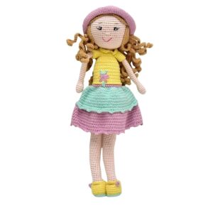 happy threads | handmade crochet doll,cecilia,cute stuffed soft dolls for girls/boys,childsafe, eco friendly and ideal gifting and decor item, bis certified, for babies 6 mths and up, multicolor