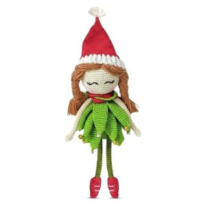 happy threads handmade crocheted elf doll – 12 inch | festive holiday soft toy | cute amigurumi plush decoration | kids gift, home décor ornament and gifting item