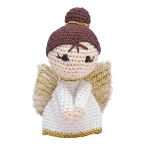 happy threads | handcrafted crocheted christmas angel doll – premium yarn, childsafe, festive home decor and gifting items, eco friendly nursery decorations for home, office and other spaces