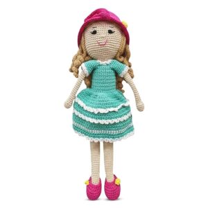 happy threads | trendy curls | 7.5 inch| cute crochet dolls| child safe | handmade | for babies 9 months & above | doll for boys/girls| birthday gift | decorative items