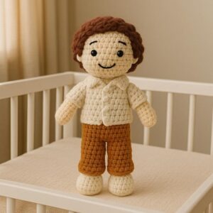 crochet baby boy doll hand made stuffed toy | detachable cloth best gift toy for him | handknitted gift with perfection | 100% organic products | size 7x3.5 inch soft toys for baby girl & boy