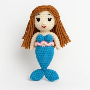 cute mermaid handmade toy – handknitted stuffed mermaid fish – birthday & baby shower gift for babies & toddlers – soft toy for baby girls & boys – size 6 x 2.5 inch