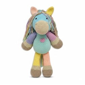 handmade crochet soft toys for kids, 46 cms, sttufed horse animal, child safe & eco friendly toys for girls and boys, kids