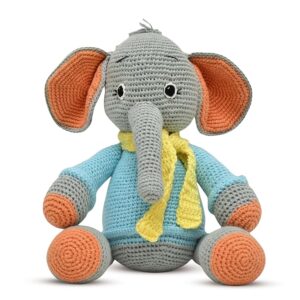 crochet childsafe handmade stuffed toys elephant soft toy for kids for babies, teens, adults 13 inches, soft plush cuddly gift