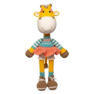 handmade crochet giraffe, greta,19 inch tall, perfect size to cuddle, stuffed woolen animals,best soft toys for boys & girls, eco friendly decor and gifting items