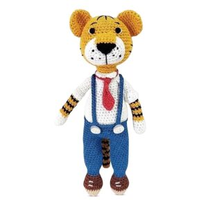handmade crochet tiger, 26 cms, best size for girls & boys, stuffed soft toy for small kids