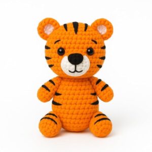 baby tiger crochet toy – handmade & handknitted woolen stuffed animal – best gift for birthday & baby shower – soft toy for baby girls & boys – size 5 x 3 inch