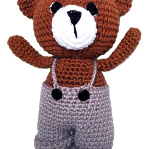 sweety teddy handmade crochet soft toy for babies & kids | 100% cotton plush amigurumi, baby safe, washable, soft & cuddly | birthday, baby shower gift for girls & boys | 6 x 6 inch, multicolor