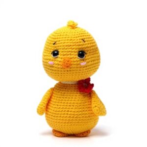 handmade crochet chick toy – green amigurumi plush doll – soft cotton yarn doll | baby shower gift, 1st birthday keepsake, nursery décor, newborn gift (yellow)