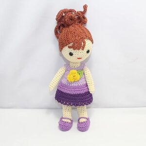 crochet small doll amigurumi stuffed in multicolor color frock baby birthday baby gift