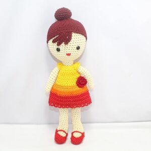 crochet small doll with multicolor frock toy best birthday gift